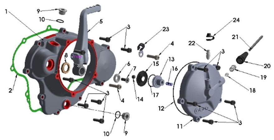 2023 Cobra CX65 - ENGINE - CLUTCH & KICK COVER
