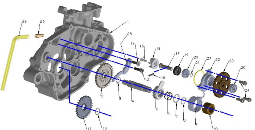2022 Cobra CX65 - ENGINE - KICK MECHANISM & WATER PUMP