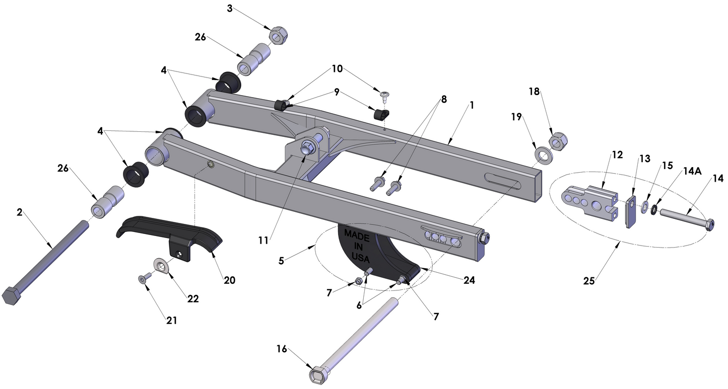 2018 Cobra CX50 KING - SWINGARM ASSEMBLY