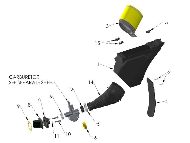 2022 Cobra CX50 SRX FWE - AIRBOX & INLET ASSEMBLY