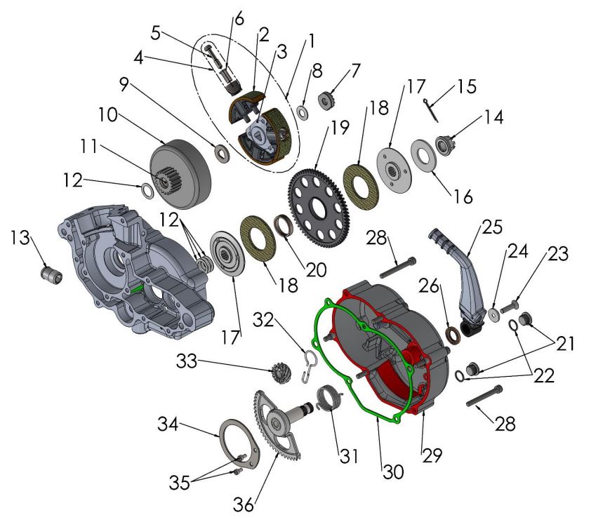 2020 Cobra CX50 KING - ENGINE - CLUTCH & KICK LEVER