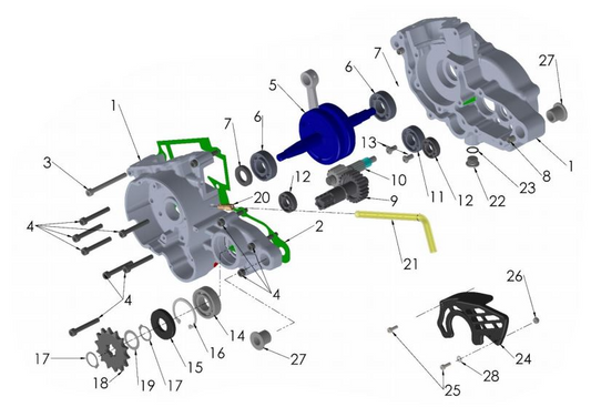2021 Cobra CX50 JR - ENGINE - BOTTOM END & TRANSMISSION