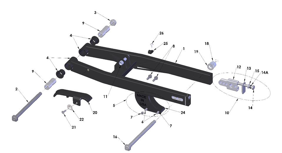 2025 Cobra CX50 SRx KING - SWINGARM ASSEMBLY
