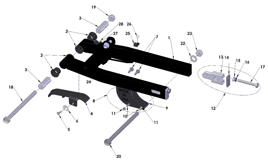 2023 Cobra CX50 JR - SWINGARM ASSEMBLY