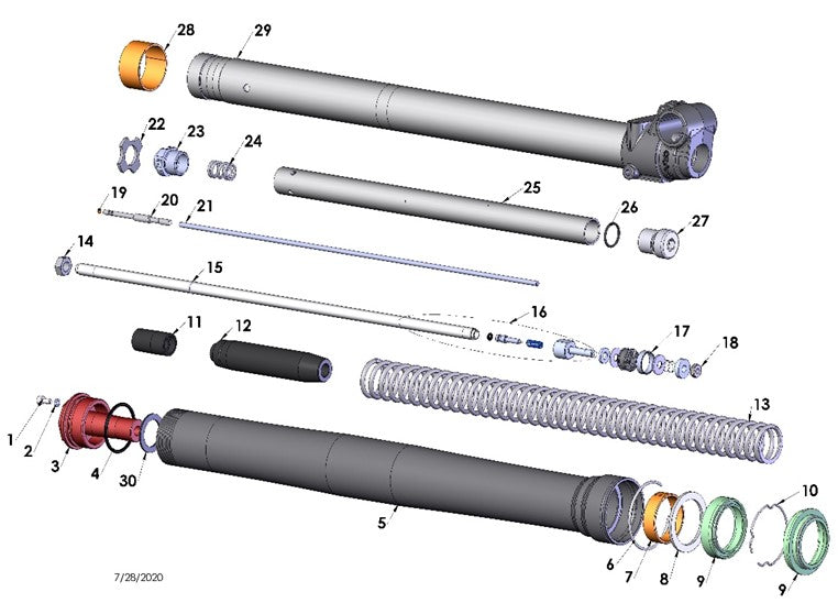 2025 Cobra CX65 - FORK - LEG ASSEMBLY - NON-BRAKE SIDE