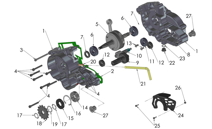 2017 Cobra CX50 KING - ENGINE - BOTTOM END & TRANSMISSION