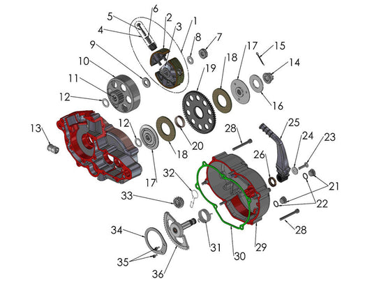 2021 Cobra CX50 P3 - ENGINE - CLUTCH & KICK LEVER