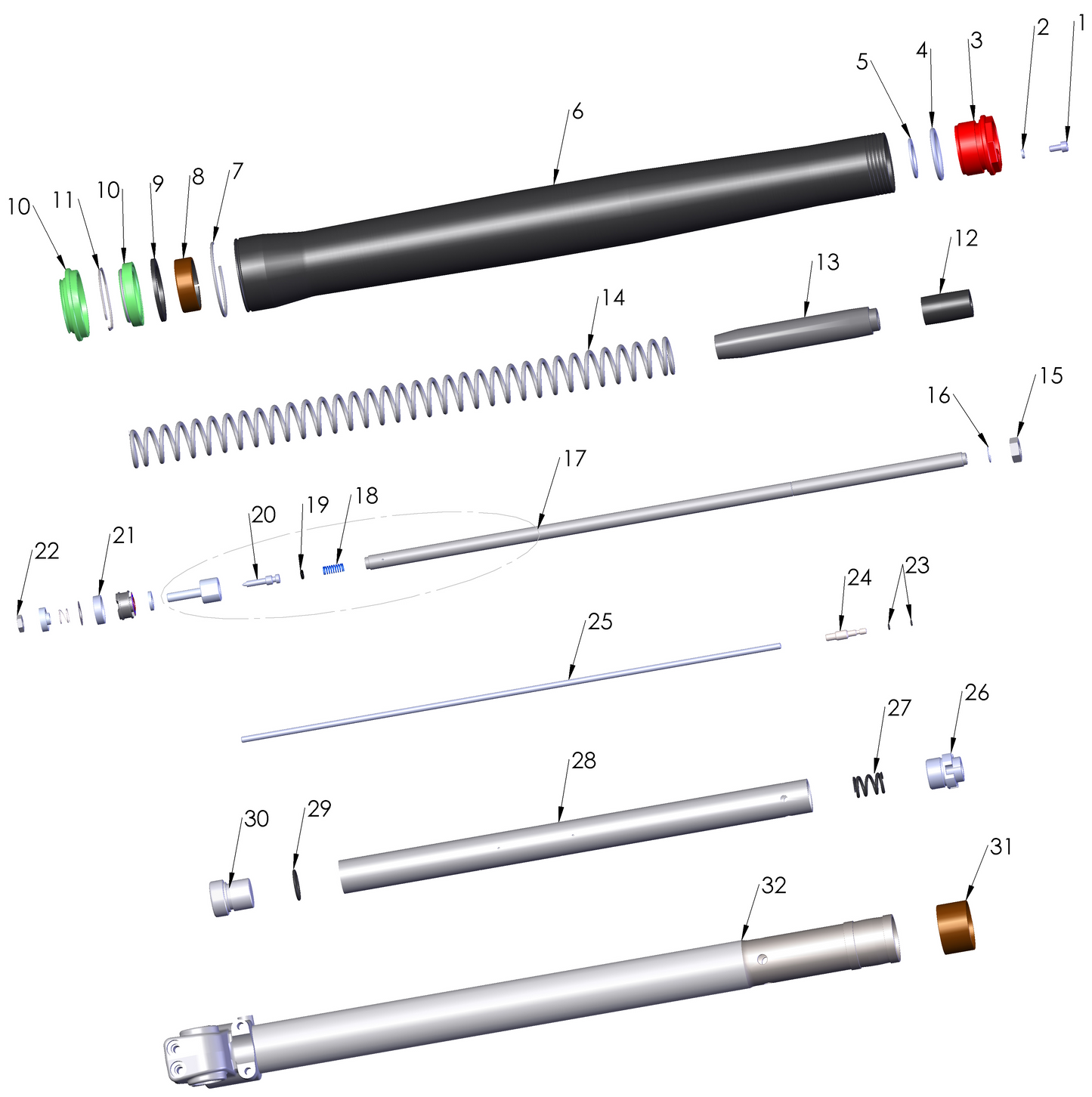 2018 Cobra CX50 FWE - FORKS - LEG ASSEMBLY - NON-BRAKE SIDE