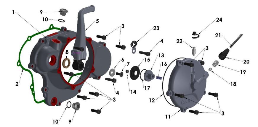 2022 Cobra CX65 - ENGINE - CLUTCH & KICK COVER