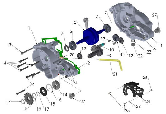 2019 Cobra CX50 P3 - ENGINE - BOTTOM END & TRANSMISSION