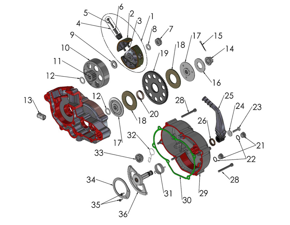 2019 Cobra CX50 P3 - ENGINE - CLUTCH & KICK LEVER