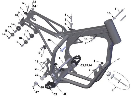 2024 COBRA CX50 JR - FRAME - ENGINE, SWINGARM, TANK & PIPE MOUNTS