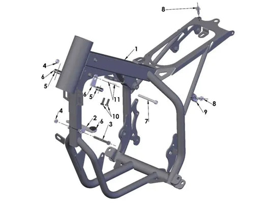 2024 COBRA CX50 JR - FRAME - SEAT, FENDER, RIGHT SIDE PANEL, RADIATOR & SHOCK MOUNTS